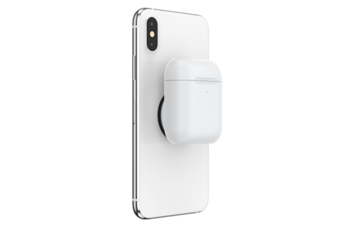 PopSockets PopGrips Swappable AirPods Case+Holder Device Stand and Grip - White