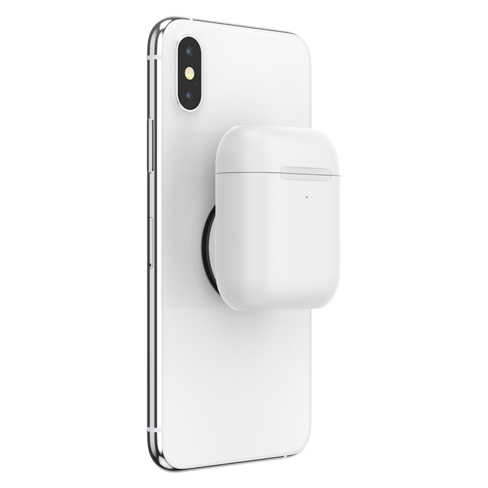 PopSockets PopGrips Swappable AirPods Case+Holder Device Stand and Grip - White