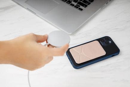 SwitchEasy MagStand Leather Stand for iPhone 11 and 12 - Pink sand