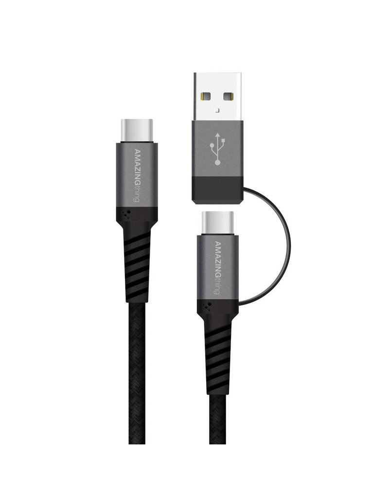 AMAZINGthing AT SUPREMELINK TYPE C TO TYPE C WITH USB A CABLE 1.2M -  BLACK