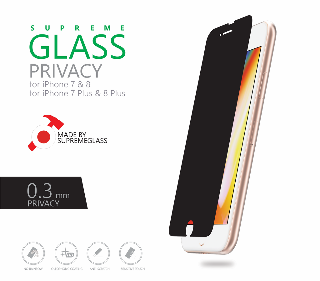 AT IPHONE 7/8 PLUS 0.3MM 180’ PRIVACY SUPREME GLASS