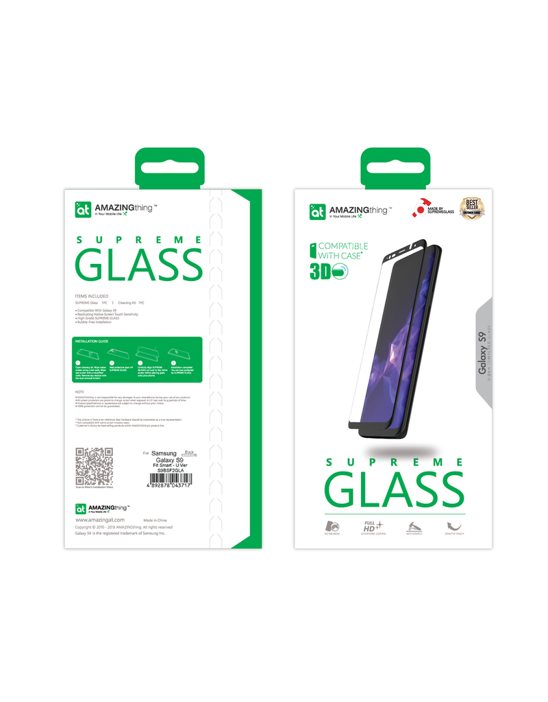 AMAZINGthing AT SAMSUNG S9 0.3MM 3D U FIT-SMART CURVED SUPREME GLASS (BLACK)