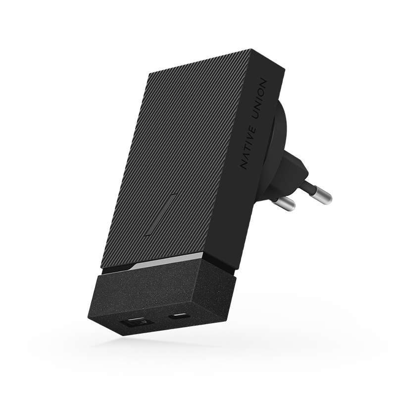 Native Union Smart Wall Charger PD with International Adapters 2Port (USB-A + USB-C ) 18W - Slate