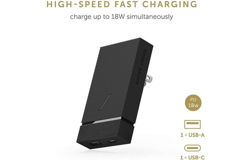 Native Union Smart Wall Charger PD with International Adapters 2Port (USB-A + USB-C ) 18W - Slate