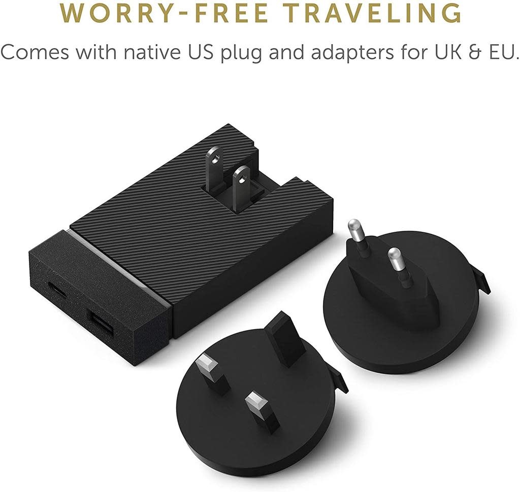 Native Union Smart Wall Charger PD with International Adapters 2Port (USB-A + USB-C ) 18W - Slate