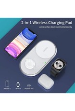 Choetech Choetech 2-In-1 Dual Wireless Charger Pad and Foldable for Apple Watch and iPhone Uk Plug - White