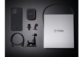 Pitaka Aramid Karbon Fiber MagEZ Case & In-Car Wireless Charging Kit iPhone 12/12 Pro - Black/Grey Twill