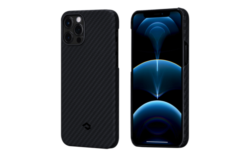 Pitaka Aramid Karbon Fiber MagEZ Case & In-Car Wireless Charging Kit iPhone 12/12 Pro - Black/Grey Twill