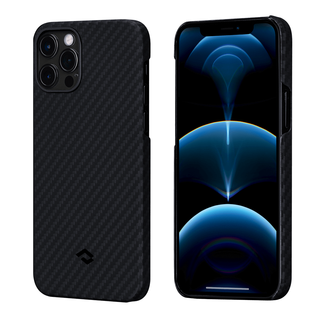 Pitaka Aramid Karbon Fiber MagEZ Case & In-Car Wireless Charging Kit iPhone 12/12 Pro - Black/Grey Twill