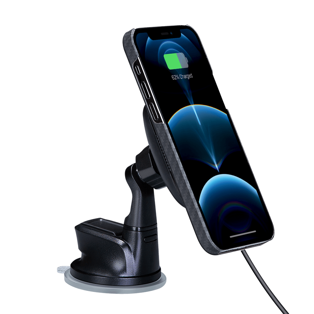 Pitaka Aramid Karbon Fiber MagEZ Case & In-Car Wireless Charging Kit iPhone 12/12 Pro - Black/Grey Twill