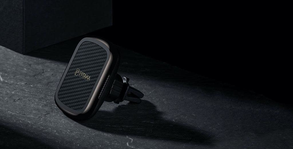 Pitaka Aramid Karbon Fiber MagEZ Case & In-Car Wireless Charging Kit iPhone 12/12 Pro - Black/Grey Twill