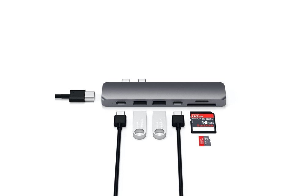 Satechi Type-C Pro Hub 7-in-2 with 4K HDMI - Space Gray
