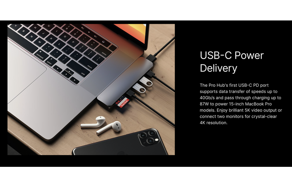 Satechi Type-C Pro Hub 7-in-2 with 4K HDMI - Space Gray