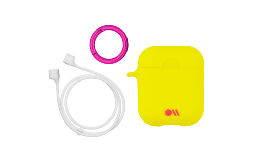Case Mate Hook Ups Neon Apple Airpod 1/2 Case and Neck Strap - Lemon Lime