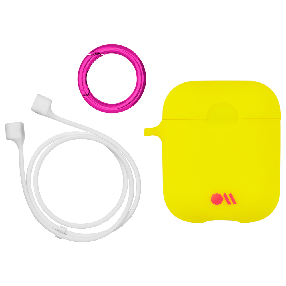 Case Mate Hook Ups Neon Apple Airpod 1/2 Case and Neck Strap - Lemon Lime