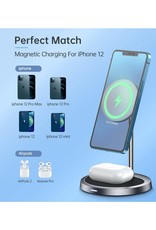Choetech Choetech 2-in-1 Magnetic Wireless Charger Stand for iPhone 12 Series and Airpods - Gray