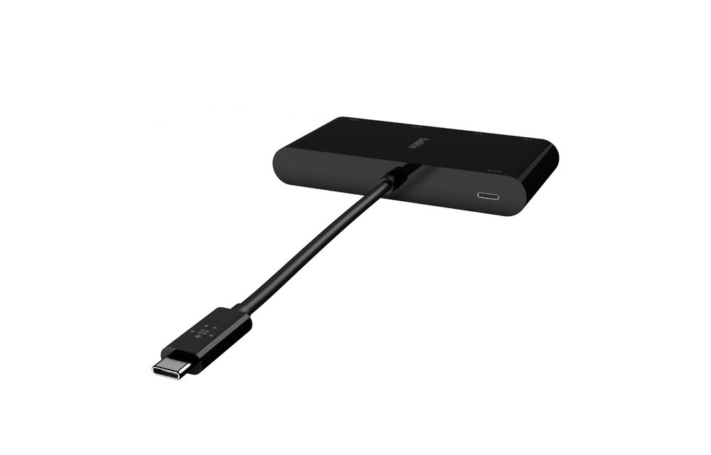 Belkin USB C Multimedia + Charge Adapter 4K HDMI VGA USB A Ethernet 100W PD - Black