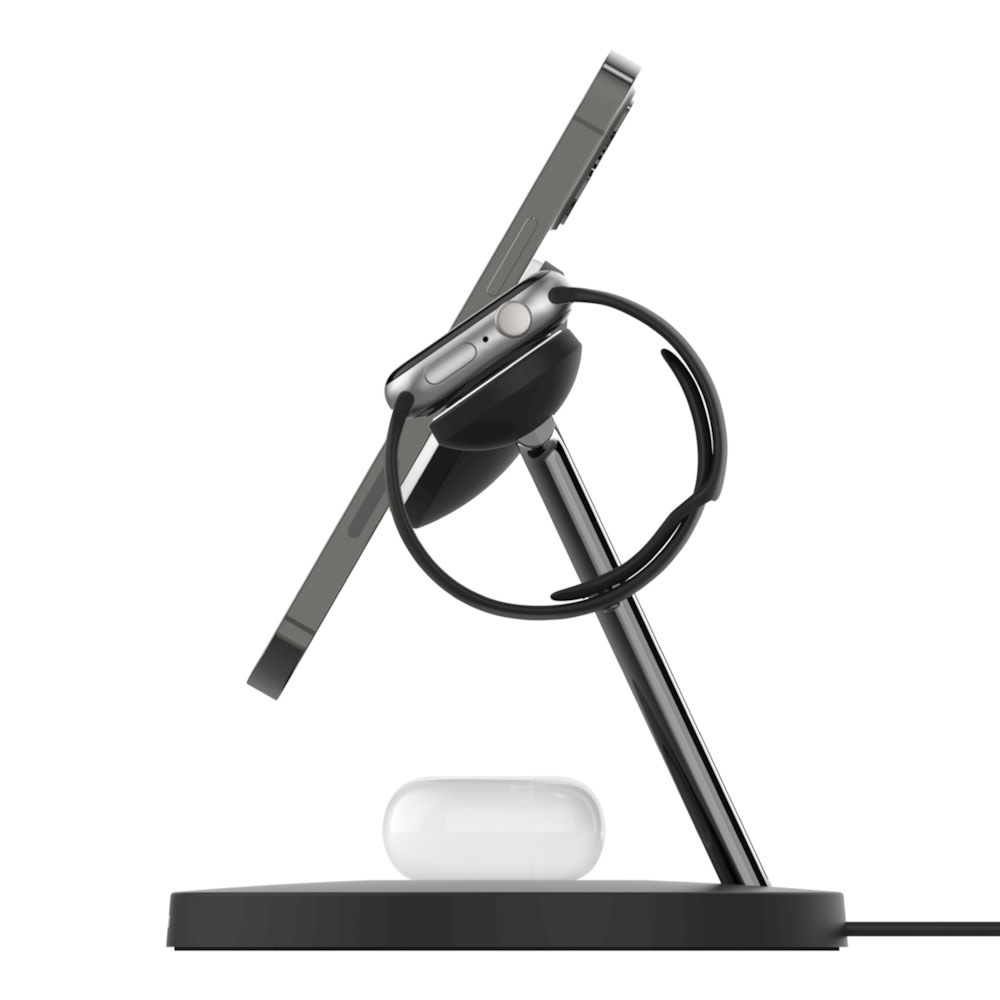Belkin Boost Charge Pro 3-In-1 MagSafe Wireless Charging Stand UK Plug - Black
