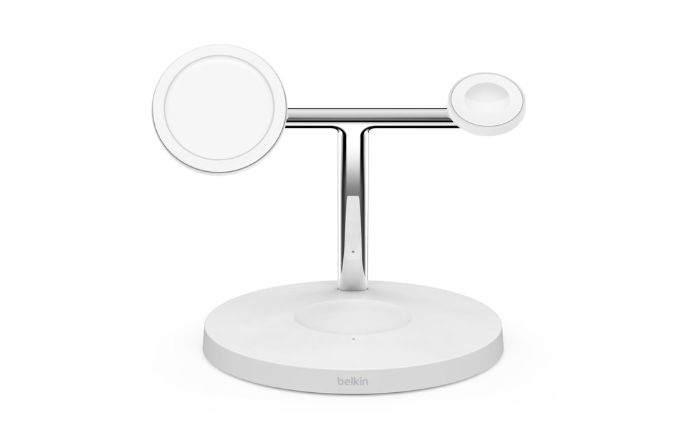 Belkin Boost Charge Pro 3-In-1 MagSafe Wireless Charging Stand UK Plug - White