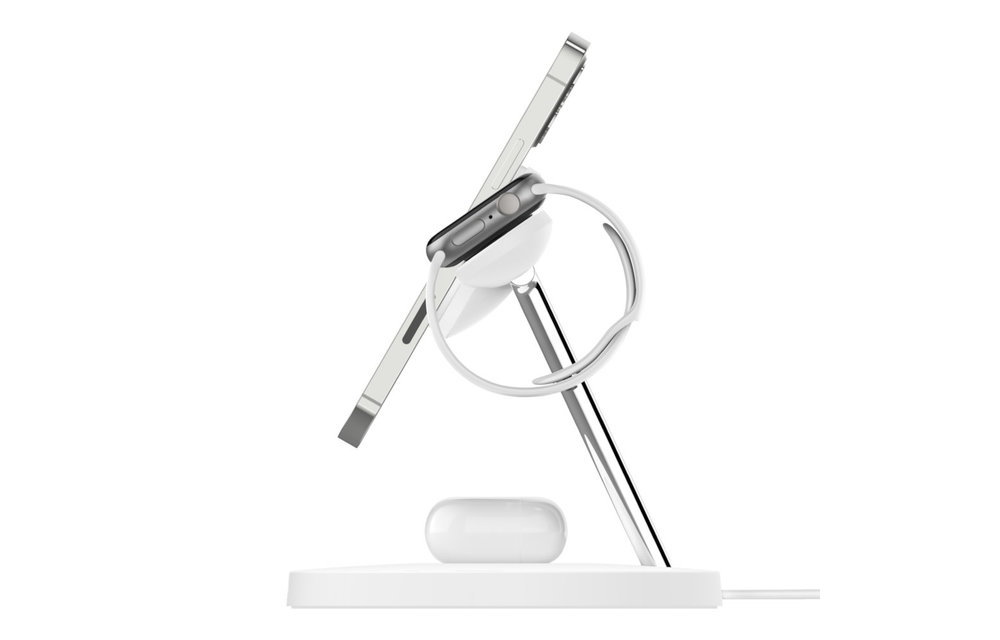 Belkin Boost Charge Pro 3-In-1 MagSafe Wireless Charging Stand UK Plug - White