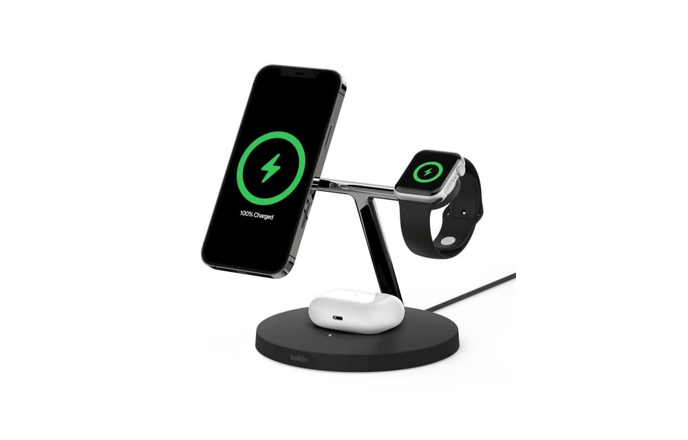 Belkin Boost Charge Pro 3-In-1 MagSafe Wireless Charging Stand - Black