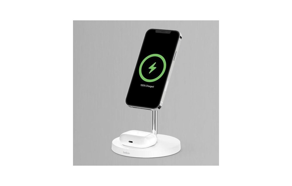 Belkin Boost Charge Pro 2-In-1 MagSafe Wireless Charging Stand - White