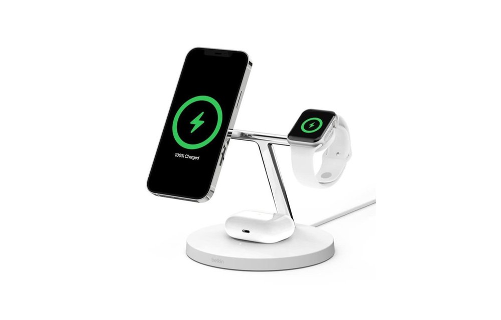 Belkin Boost Charge Pro 3-In-1 MagSafe Wireless Charging Stand - White