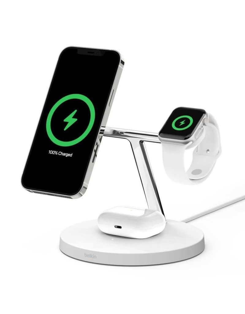 BELKIN Belkin Boost Charge Pro 3-In-1 MagSafe Wireless Charging Stand - White