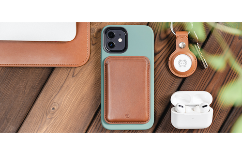 SwitchEasy Leather MagWallet with MagSafe for iPhone 12 Series - Saddle Brown