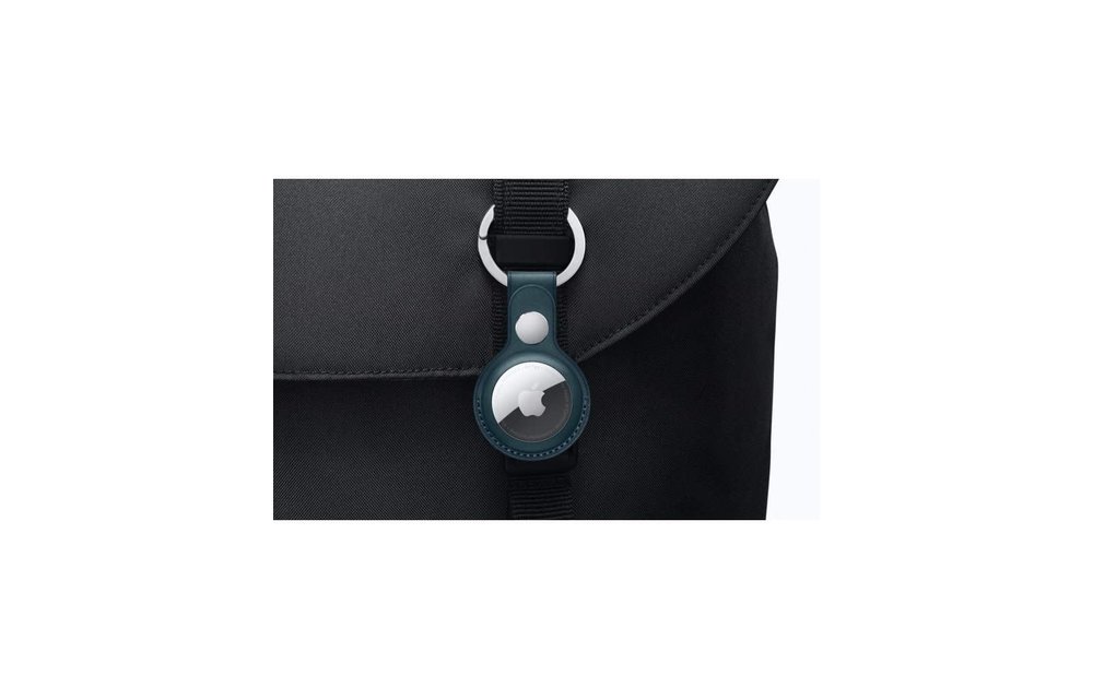 Apple Air Tag Leather Key Ring - Baltic Blue
