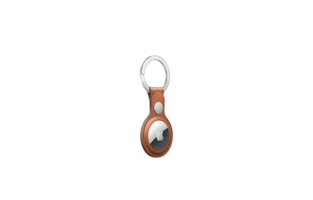 Apple Air Tag Leather Key Ring - Saddle Brown