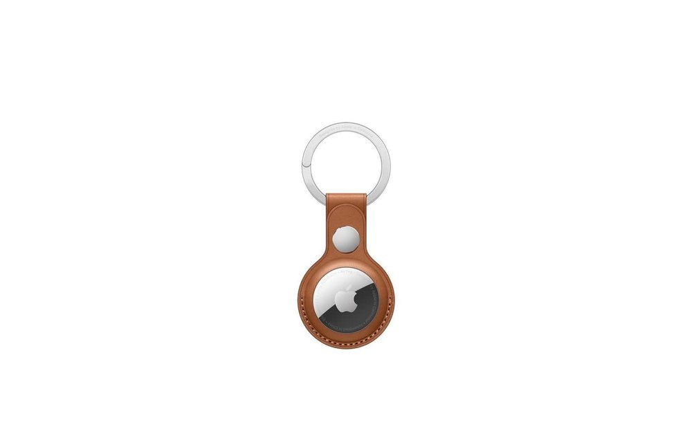 Apple Air Tag Leather Key Ring - Saddle Brown