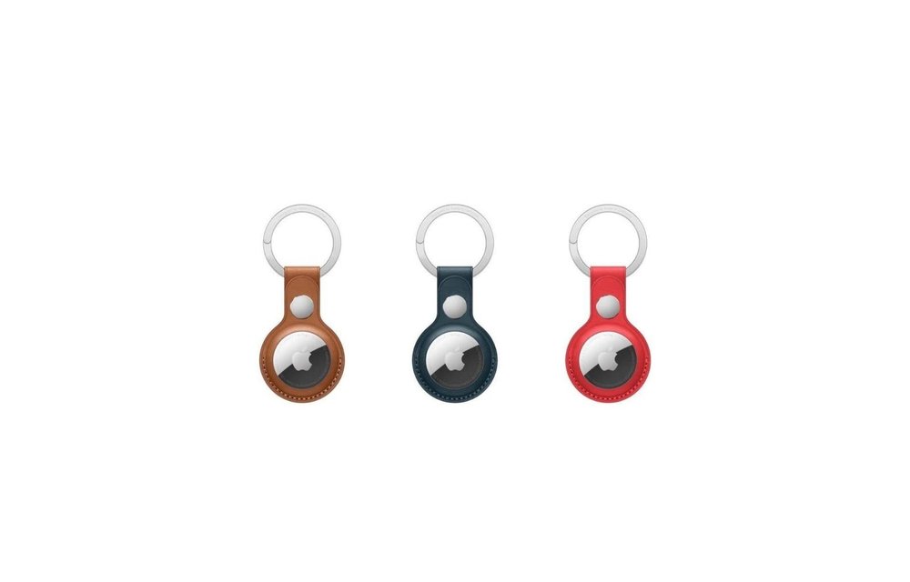 Apple Air Tag Leather Key Ring - Saddle Brown