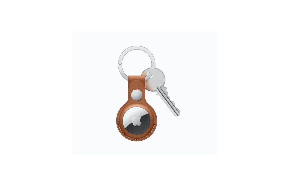 Apple Air Tag Leather Key Ring - Saddle Brown