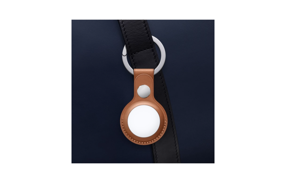 Apple Air Tag Leather Key Ring - Saddle Brown
