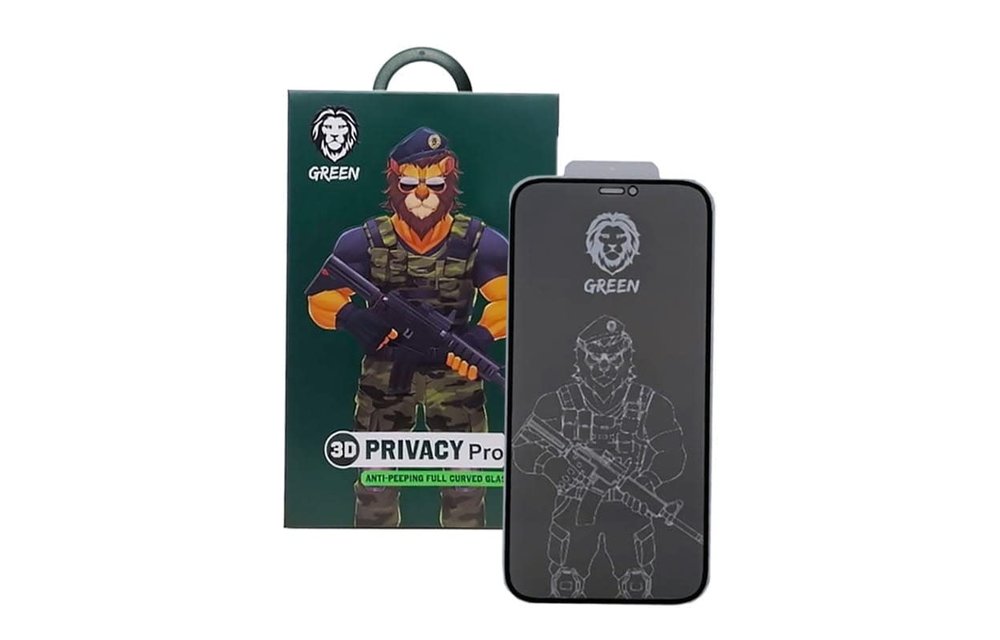 Green 3D Privacy Pro Anti Peeping Full Curved Glass Screen Protector For iPhone 11 Pro Max - Balck