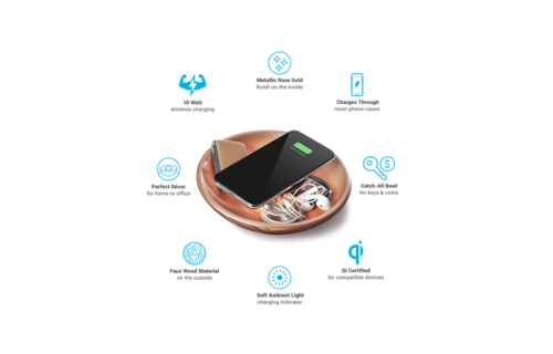 TYLT Bowl Home Decor Wireless Charging Pad 10W - Wood Grain