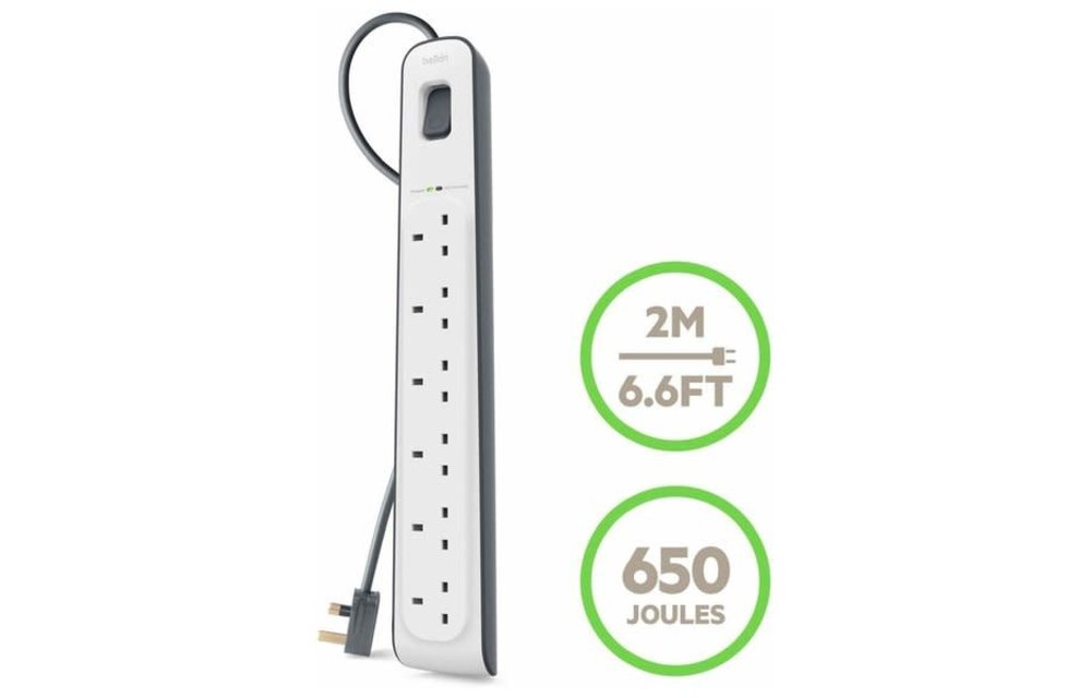 Belkin 6 Way Surge Protection Strip 2M Charging
