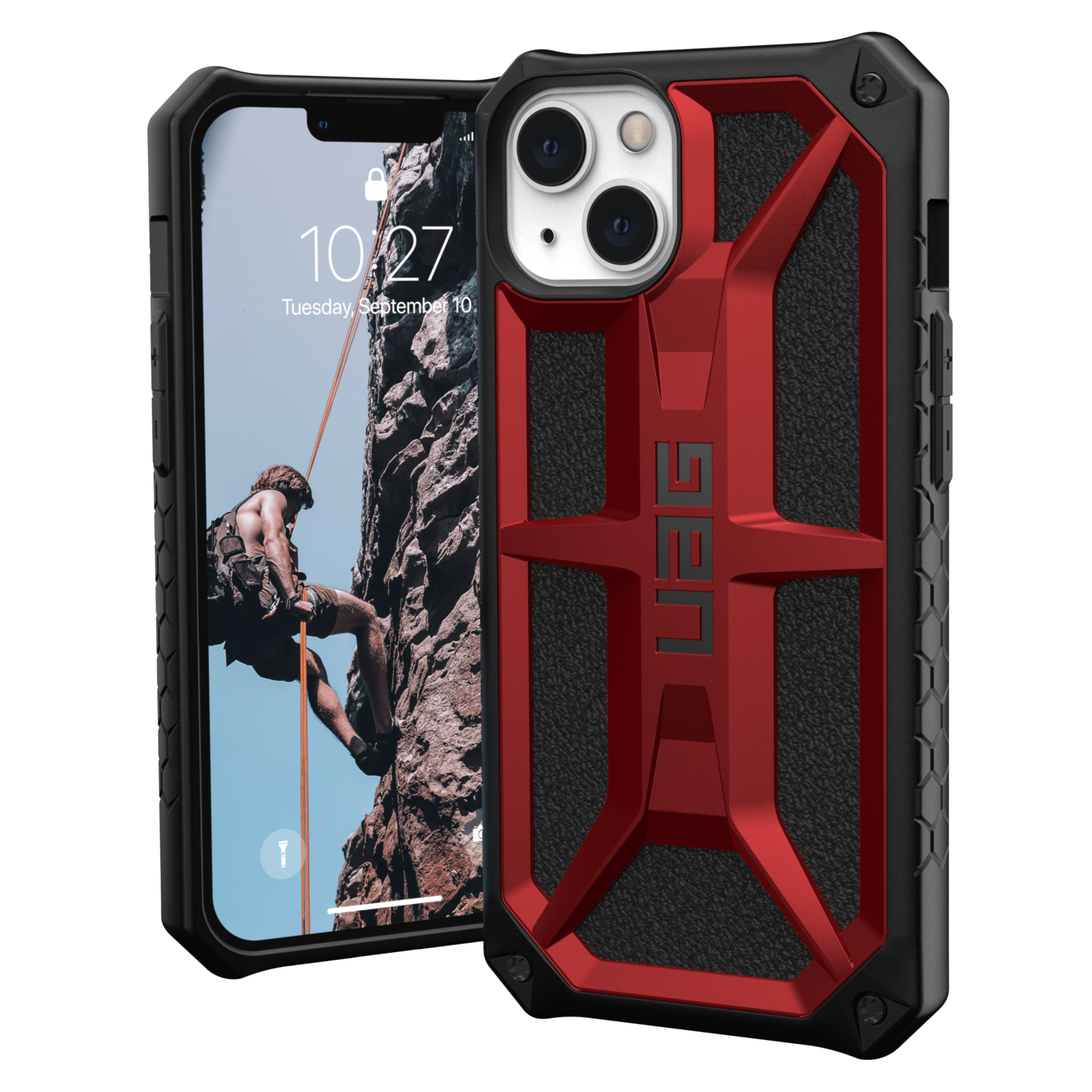 UAG Monarch Case for Apple iPhone 14/13 - Crimson and Black