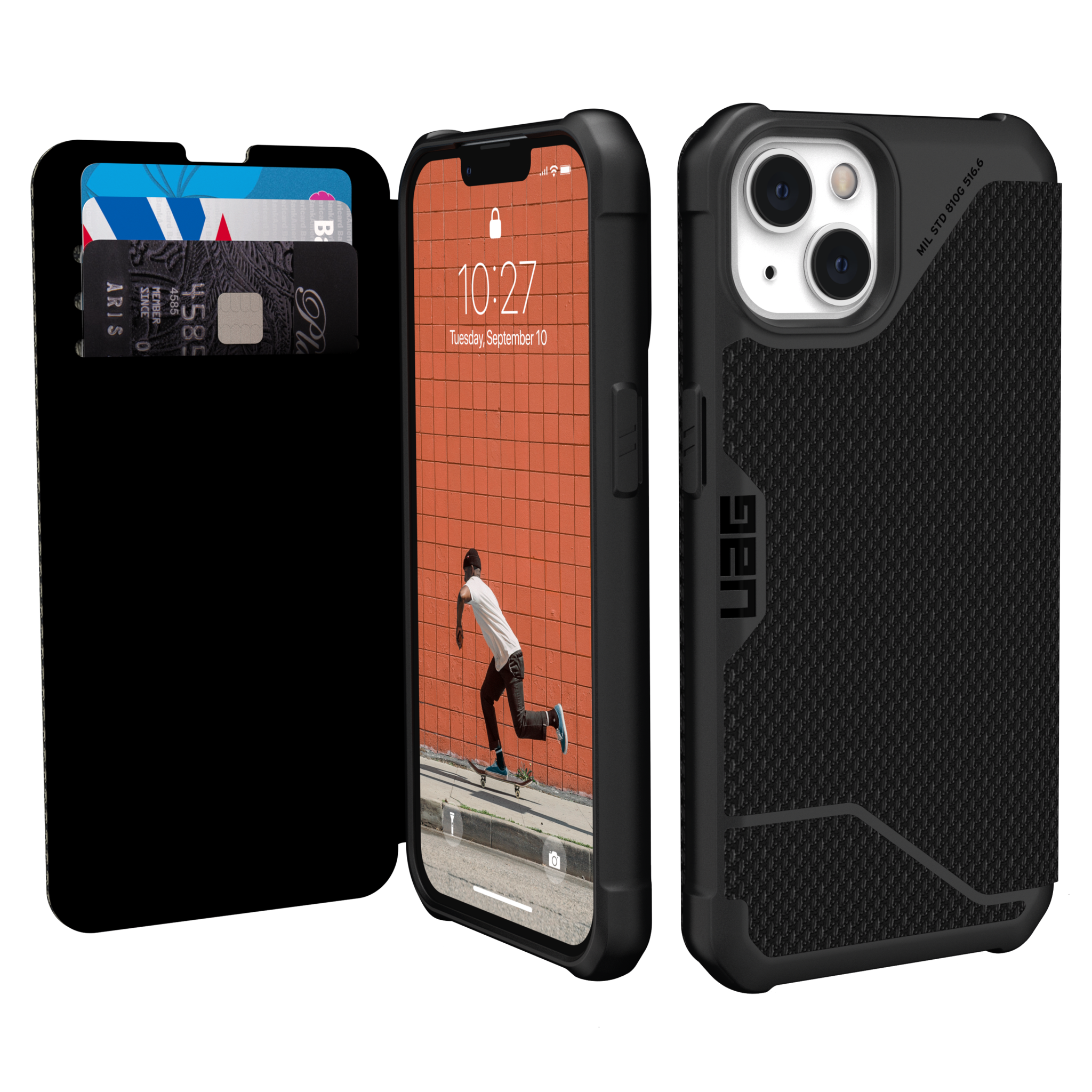 UAG Metropolis Folio Wallet Case for Apple iPhone 14/13 - Kevlar Black