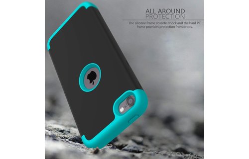 Slmy Heavy Duty Shockproof Full-Body Protective Case for  iPod Touch 7/6 - Black Blue