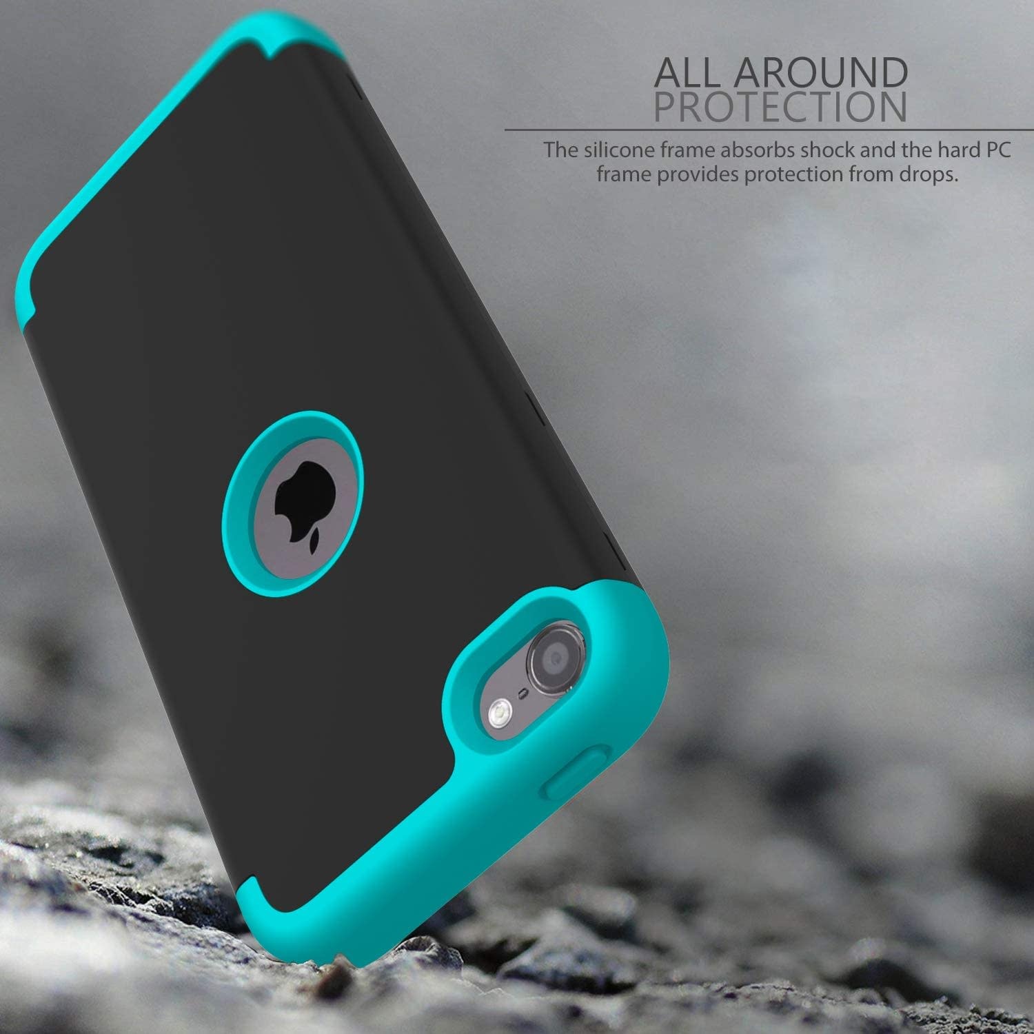 Slmy Heavy Duty Shockproof Full-Body Protective Case for  iPod Touch 7/6 - Black Blue