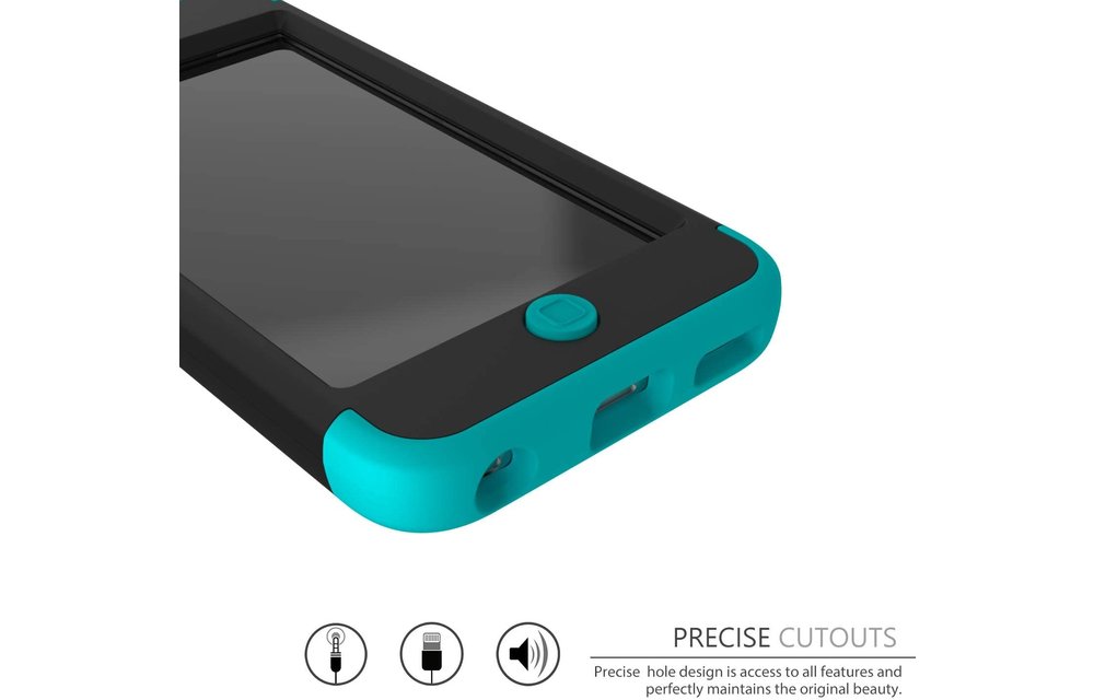 Slmy Heavy Duty Shockproof Full-Body Protective Case for iPod Touch 7/6 - Black Blue