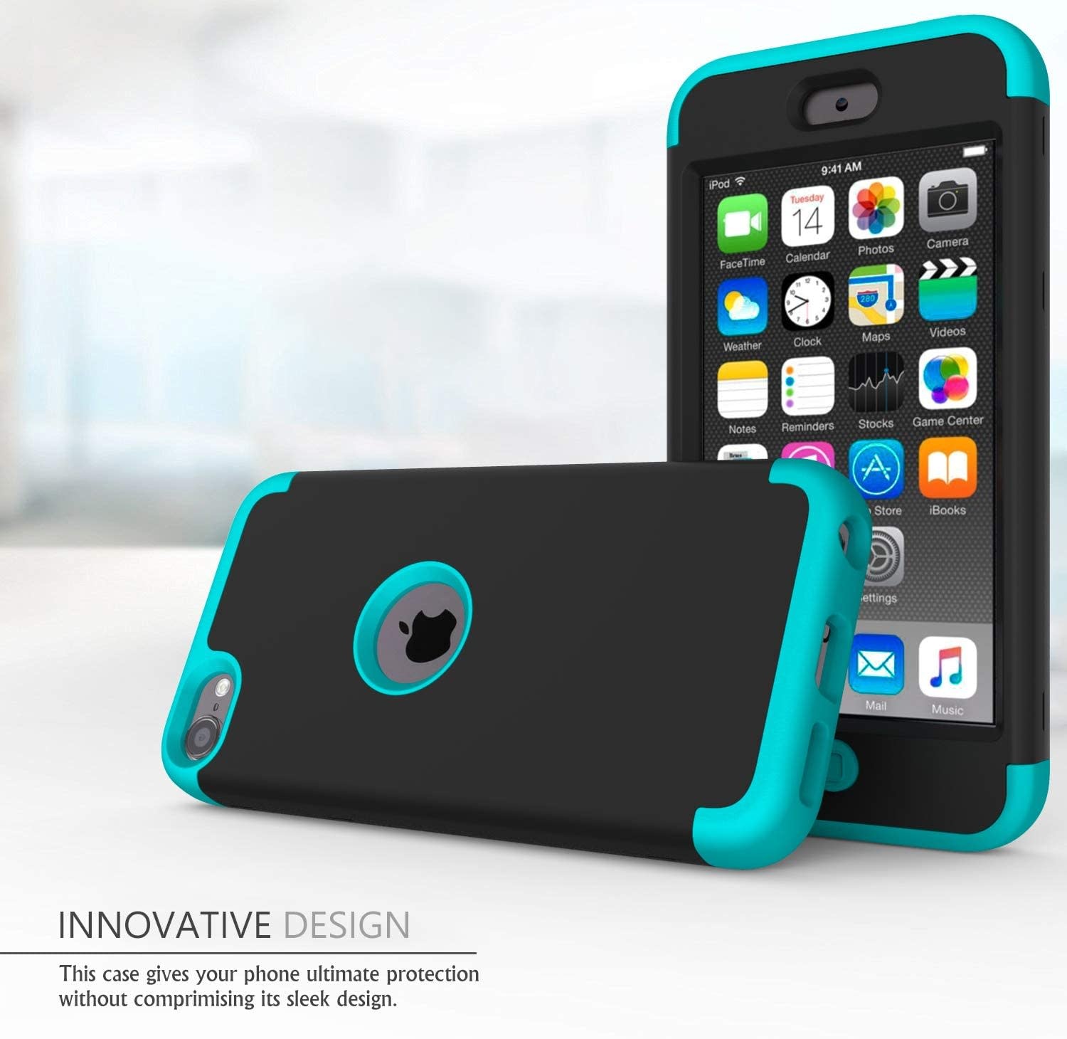 Slmy Heavy Duty Shockproof Full-Body Protective Case for  iPod Touch 7/6 - Black Blue