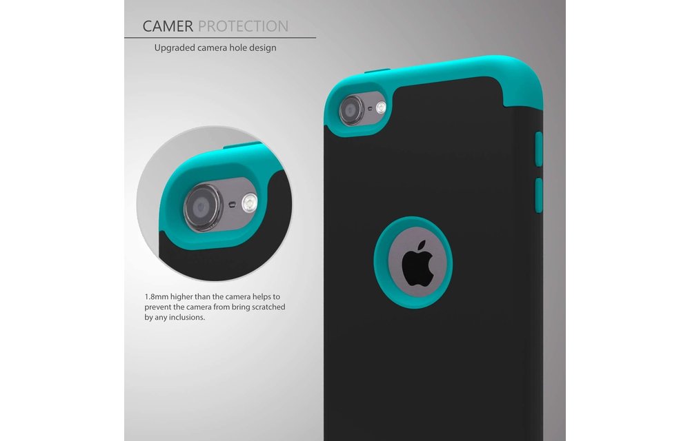 Slmy Heavy Duty Shockproof Full-Body Protective Case for iPod Touch 7/6 - Black Blue