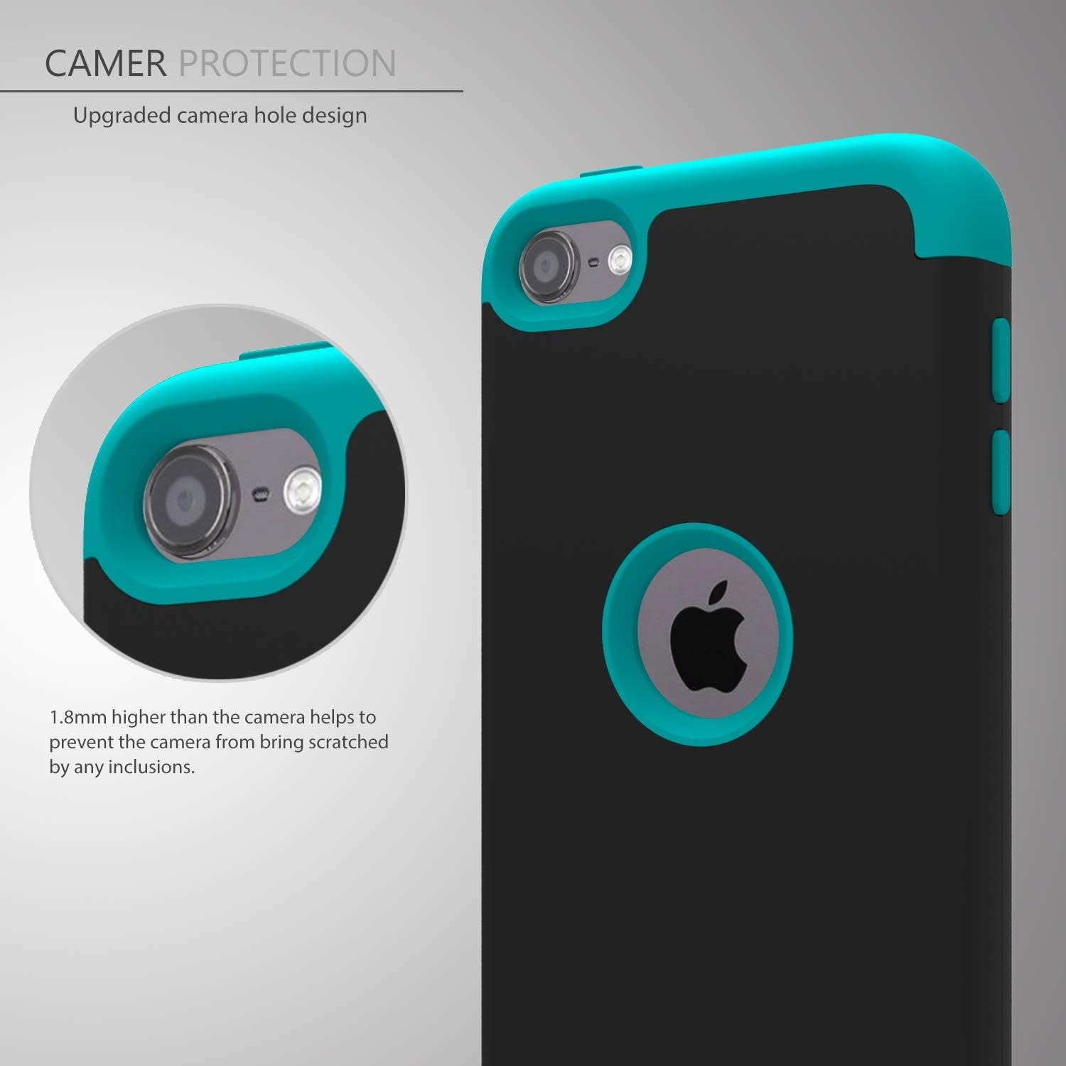 Slmy Heavy Duty Shockproof Full-Body Protective Case for  iPod Touch 7/6 - Black Blue