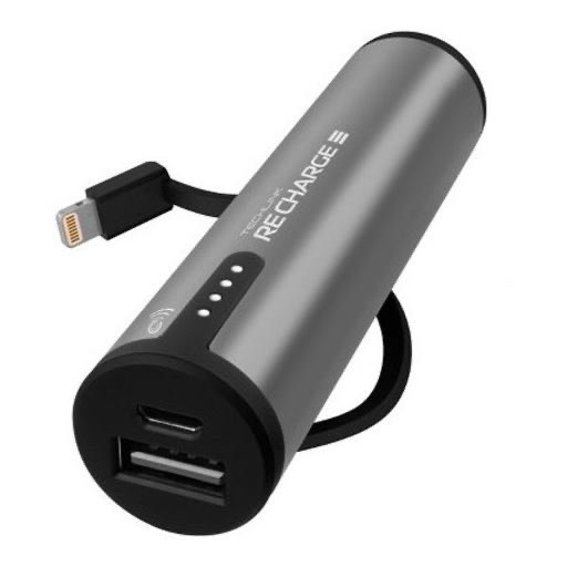 Techlink Recharge 3400 Power Bank Lightning & Micro USB Charger - Grey