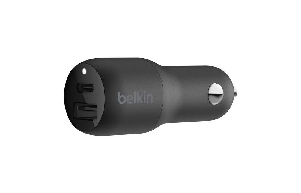 Belkin 32W USB C PD and USB A Dual Port Car Charger - Black