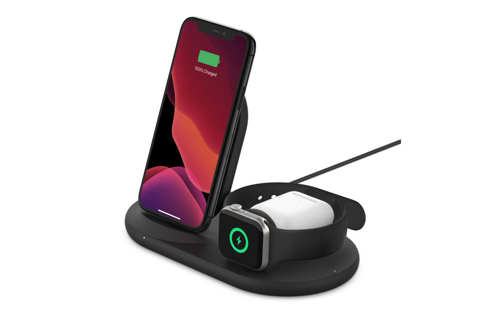 Belkin Boost Charge 3-in-1 Wireless Charger for Apple Devices UK Plug - Black