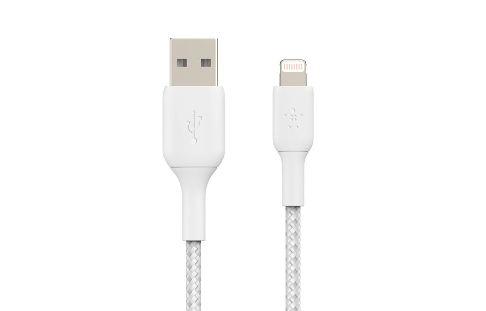 Belkin Boost Up Charge USB-A to Apple Lightning Braided Cable 3.3ft/1m - White